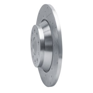 Audi Q3 Brake Rotor (1) - Rear Left - R1 Concepts - Drilled & Slotted - Silver - `16-`25